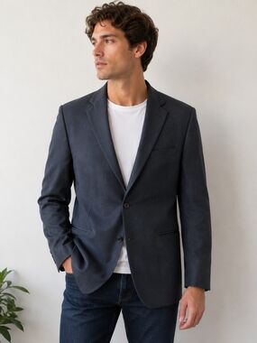 DKNY Men's Dark Gray Two-Button Sport Coat